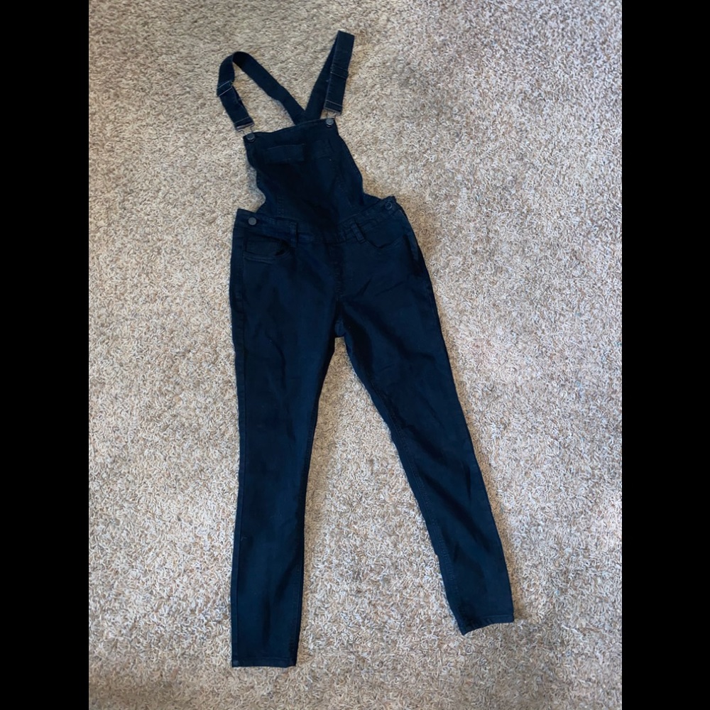 Black Stretchy Jean Overalls